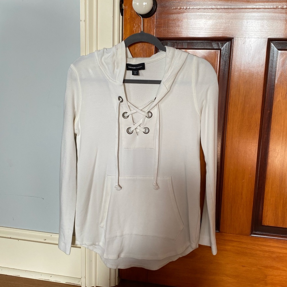 Fifteen Twenty white hooded sweater! Super soft!